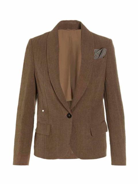 Linen Single Breast Blazer Jacket Jackets Brown