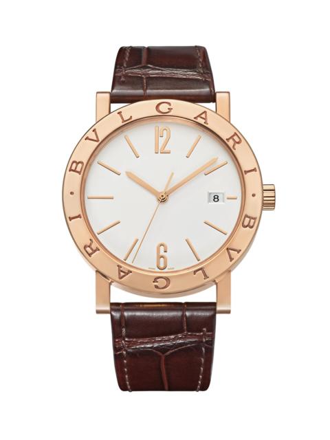 BVLGARI Men's 18K Rose Gold & Alligator Leather Strap Watch/38MM - Brown