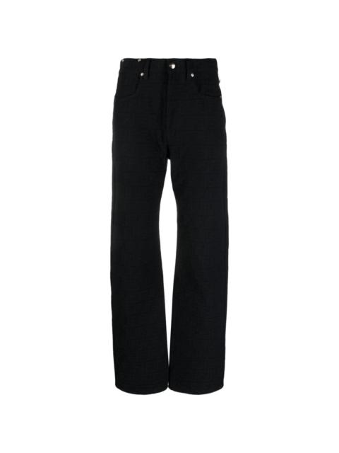 FENDI logo-jacquard straight-leg cotton trousers