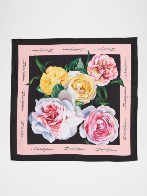 Dolce & Gabbana Floral Silk Twill Foulard Scarf