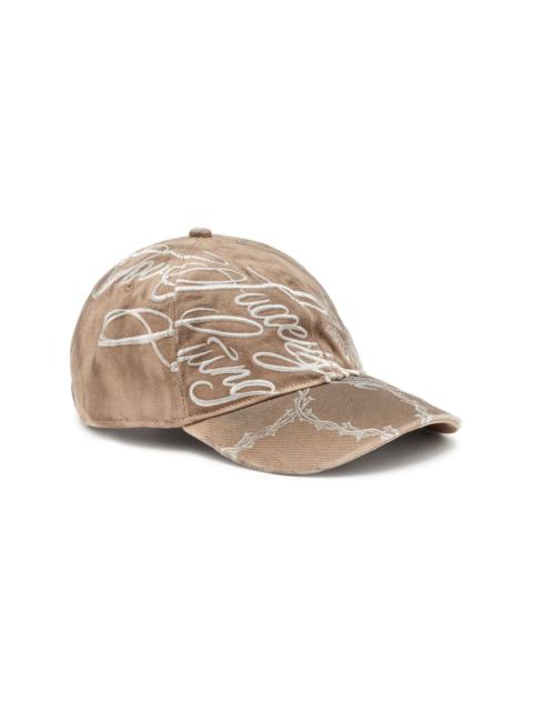 distressed-effect cotton baseball cap