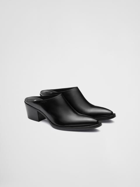 Prada Brushed leather mules