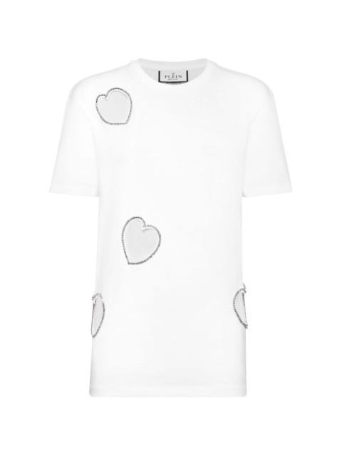 heart-motif cut-out T-shirt