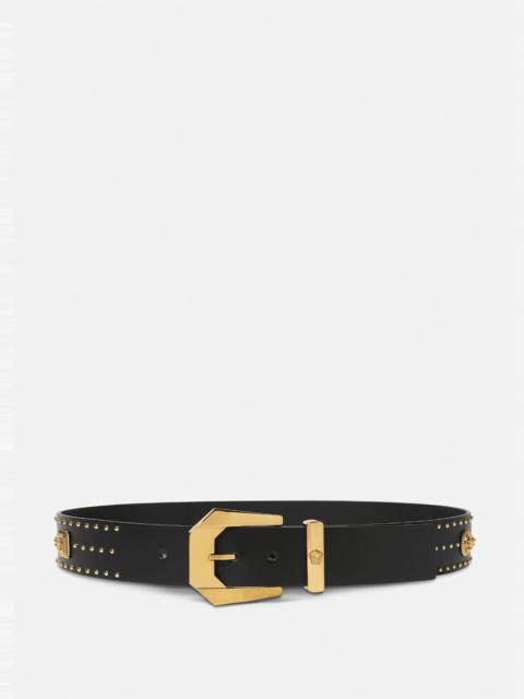 VERSACE Studded Medusa Heritage Leather Belt