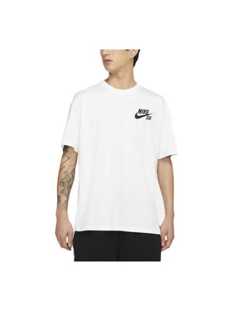 Men's Nike SB Skateboard Loose Knit Sports Short Sleeve White T-Shirt DC7818-100