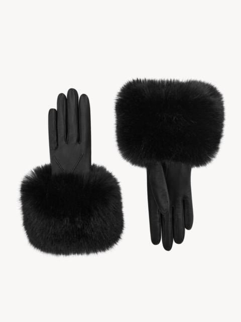 SAINT LAURENT SHEARLING-CUFF GLOVES IN LAMBSKIN