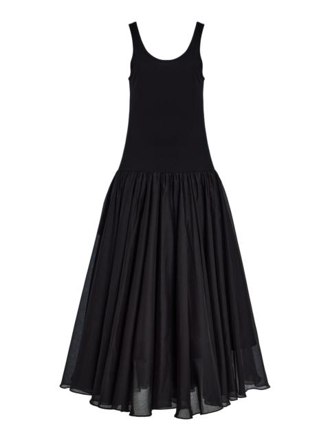 Cotton-Silk Maxi Dress black