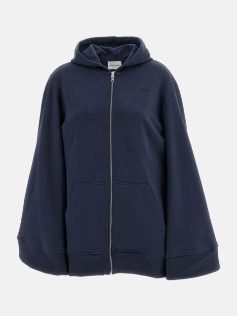 7 For All Mankind OVERSIZE COTTON SWEATSHIRT WITH HOOD AND ZIP