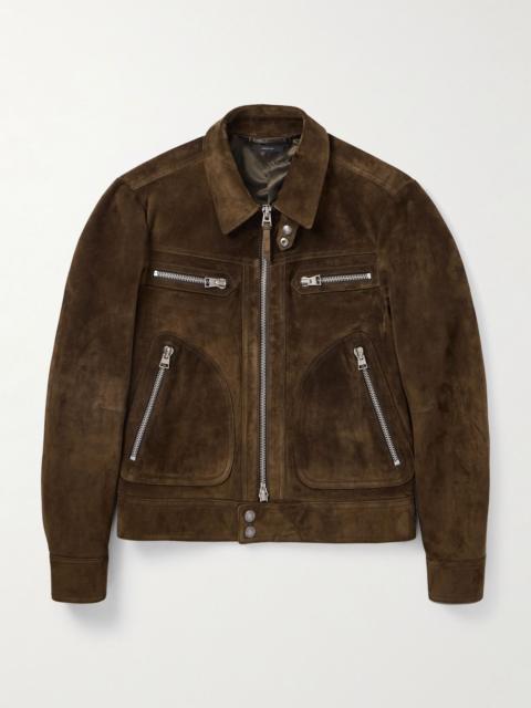 TOM FORD Slim-Fit Suede Jacket Brown