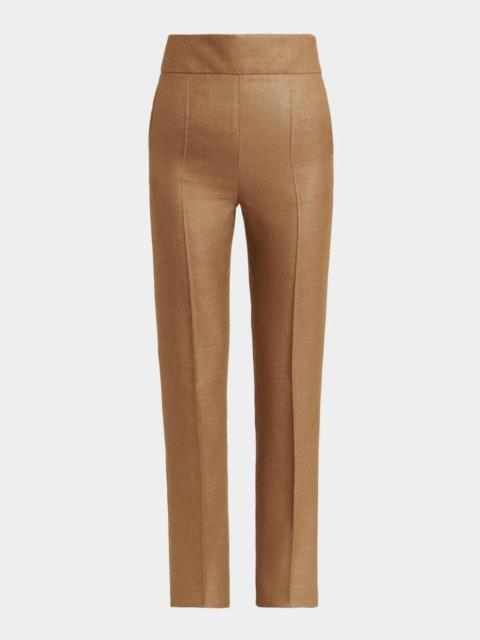 Valentino High Rise Wool-Silk Straight-Leg Trousers
