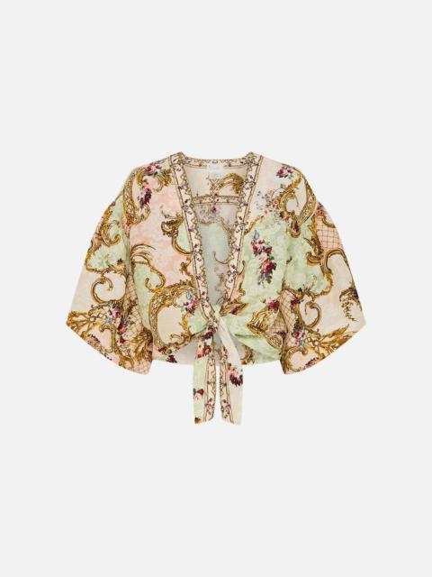 CAMILLA TIE FRONT PUFF SLEEVE TOP