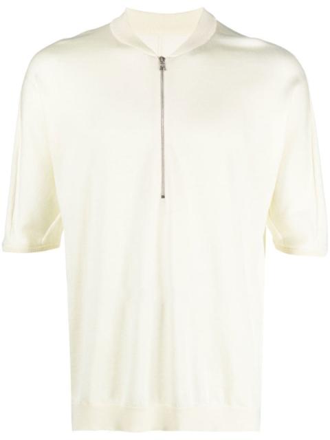 zip-up knit polo shirt