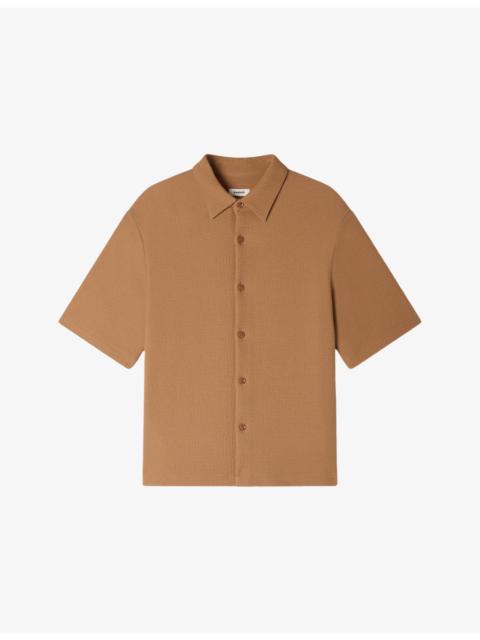 Sandro Textured Shark-Collar Stretch-Woven Shirt