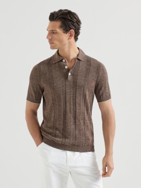 Brunello Cucinelli Linen and cotton wide rib knit polo