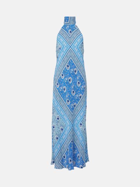 RIXO Maura printed satin maxi dress