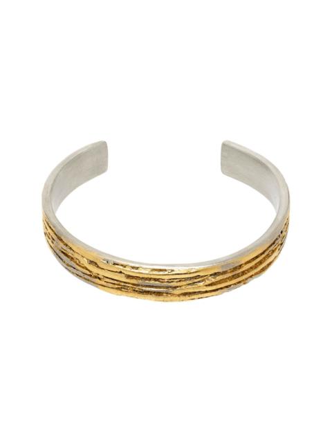 RAINMAKER KYOTO Silver & Gold Yamazaki Wax Casting Crafts Edition Narrow Bangle Bracelet
