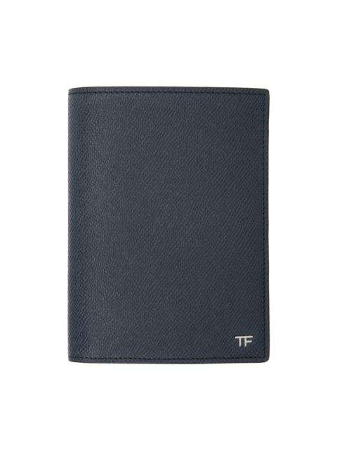 TOM FORD Navy Small Grain Leather Passport Holder