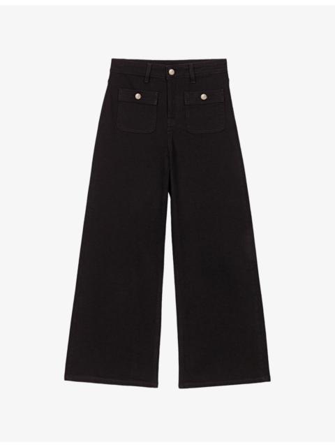 maje Straight-Leg Patch-Pocket Denim Jeans