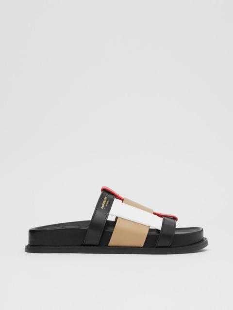 Burberry Colour Block Leather Slides