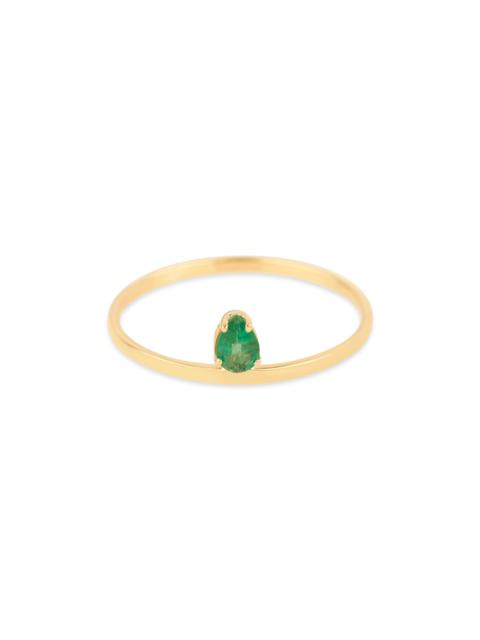 STONE AND STRAND Pear Cut Emerald Flat Band Ring