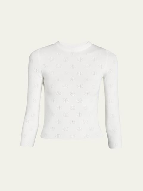 Logo Open-Knit Cropped Sweater