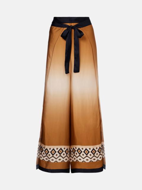 Max Mara Printed satin cropped wide-leg pants