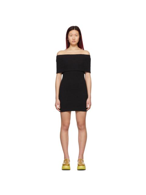 MSGM Black Crinkle Embossed Strapless Dress