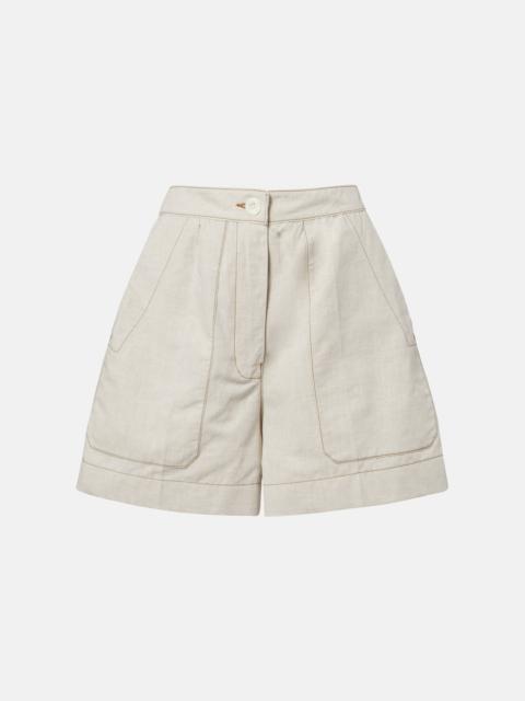 Prada Cotton and linen chambray shorts