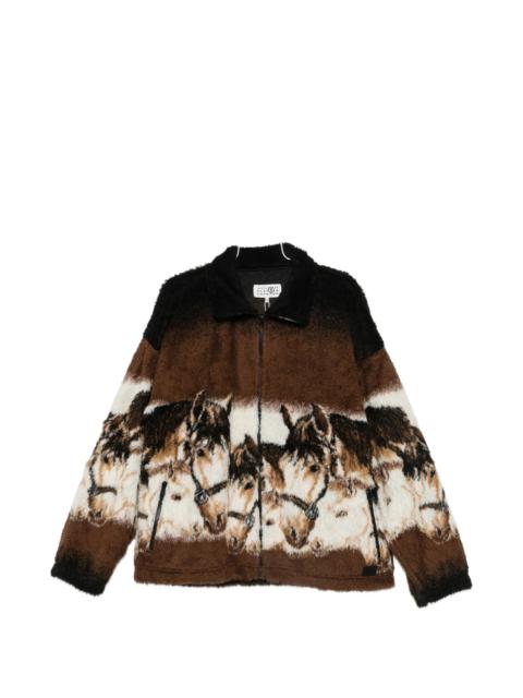 MM6 Maison Margiela Mm6 Maison Margiela Horse-print Zip-up Cardigan