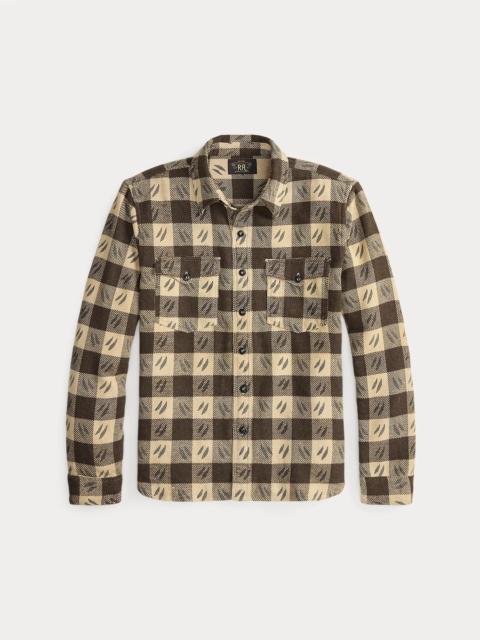 RRL by Ralph Lauren Leaf-Print Checked Twill Workshirt