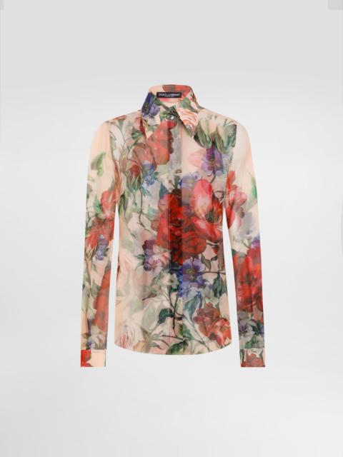 Dolce & Gabbana Long-sleeved floral-print chiffon shirt