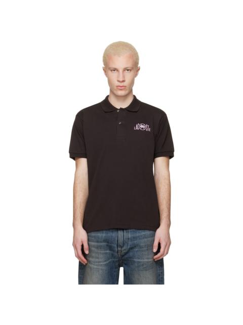 LACOSTE Brown Classic Fit Graphic Branding Polo