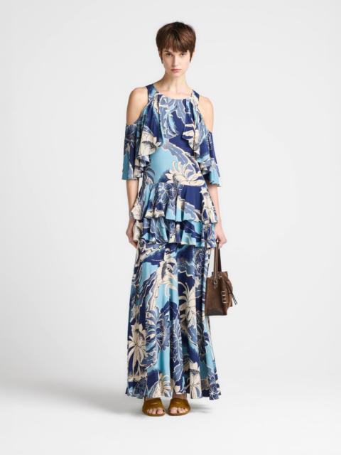 JW Anderson WOMENS RUFFLE DRESS IN SAPPHIRE BLUE
