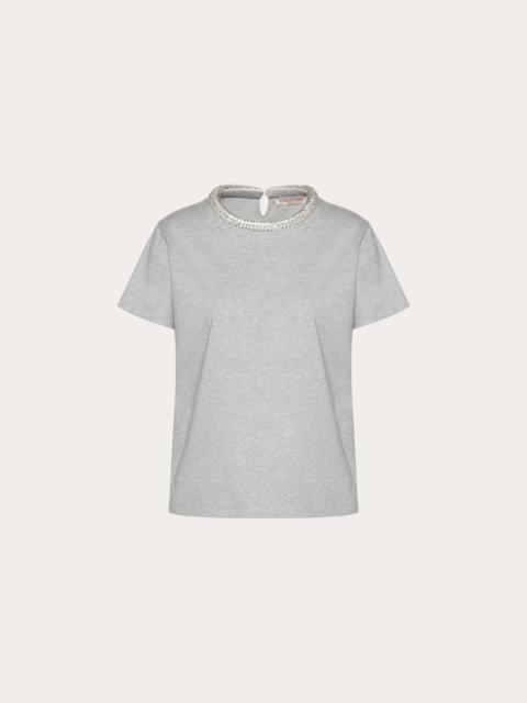 Valentino EMBROIDERED JERSEY T-SHIRT