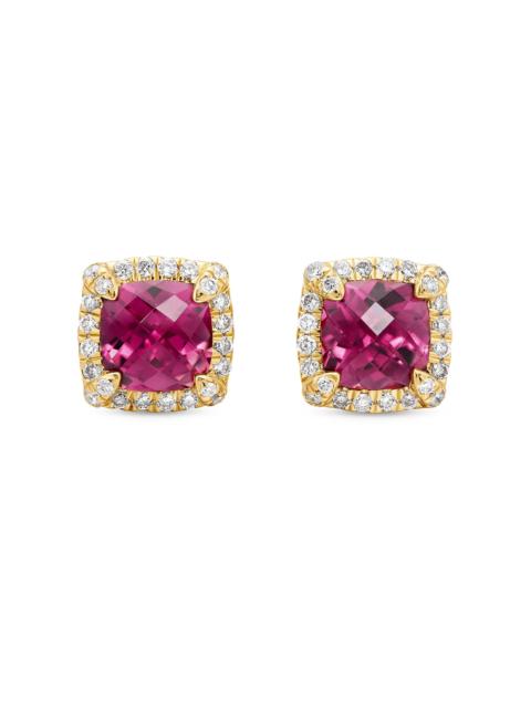 DAVID YURMAN Women's Petite Chatelaine Pavé Bezel Stud Earrings in 18K Yellow Gold - Pink Tourmaline
