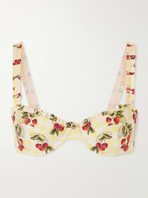 Agua by Agua Bendita Agraz Printed Checked Bikini Top