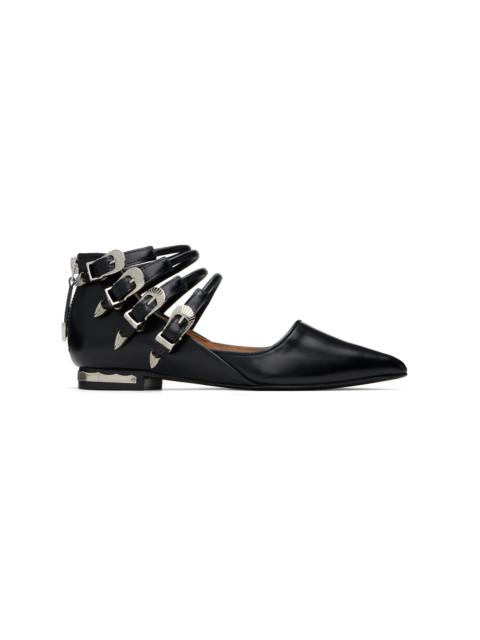 TOGA PULLA Black Polido Multi Strap Ballerina Flats