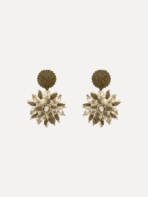 Oscar de la Renta RAFFIA & BEADED FLOWER EARRINGS