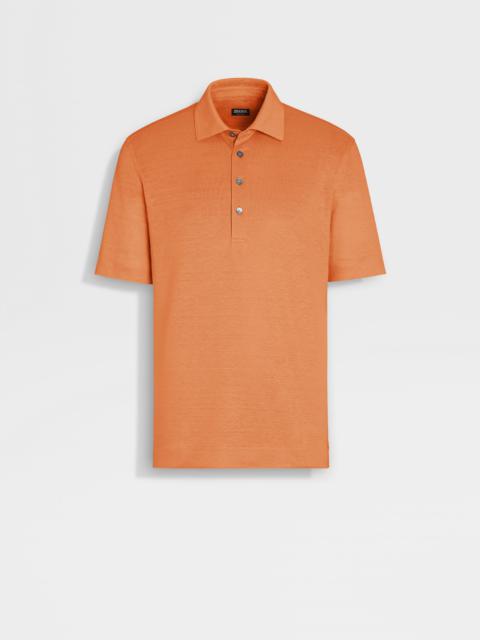 BRIGHT ORANGE LINEN POLO SHIRT