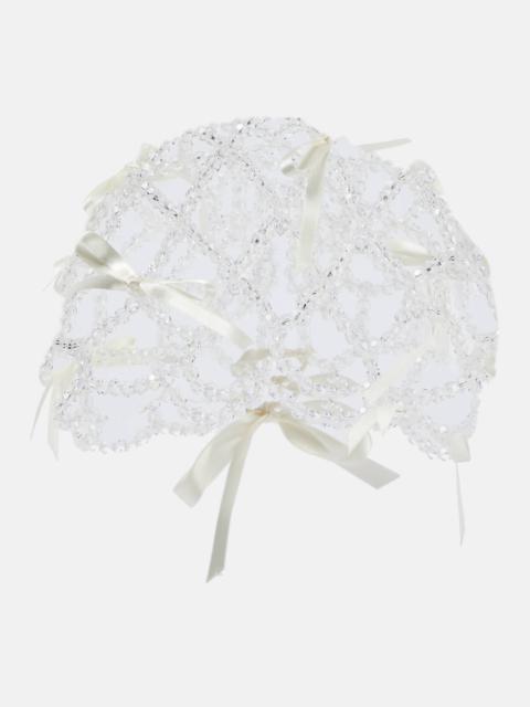Bridal crystal-embellished veil