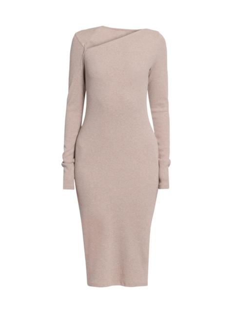 MM6 Maison Margiela Women's Rib-Knit Cotton-Wool Sheath Midi Dress - Taupe