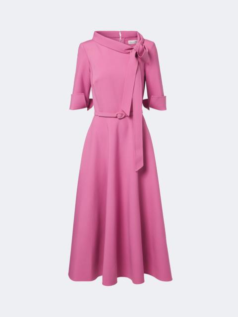Oscar de la Renta Belted tie-neck wool-blend midi dress