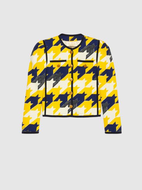 GUCCI Geometric houndstooth print viscose jacket