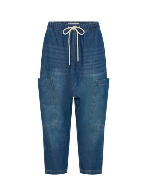 ONE TEASPOON Isla Low Waist Drawstring Harem Denim Jeans - Blue Pasadena