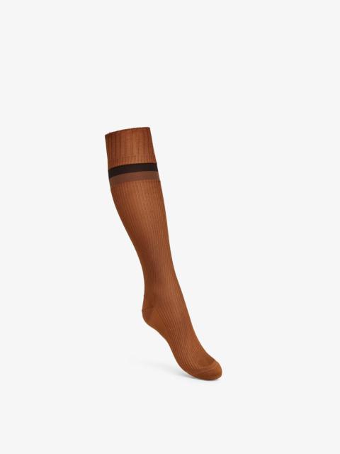 FENDI Brown silk socks
