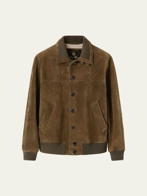 Loro Piana Men's Maremma Suede Bomber Jacket