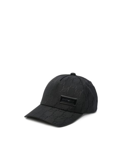 EMPORIO ARMANI baseball cap with an embossed logo pattern and a patch