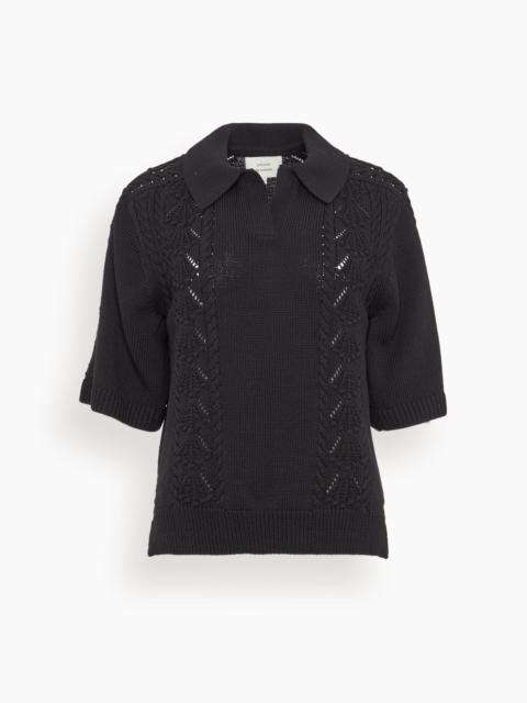 Loulou de Saison Kina Polo Sweater in Black