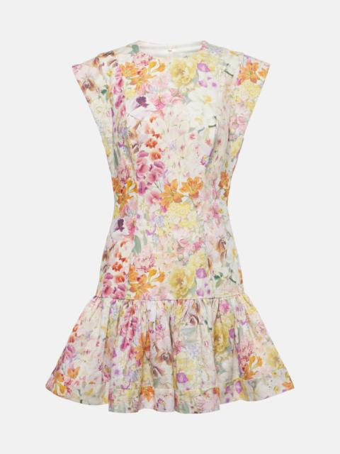 Harmony floral ruffled linen minidress