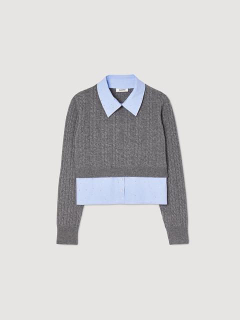 Sandro Cropped cable knit jumper